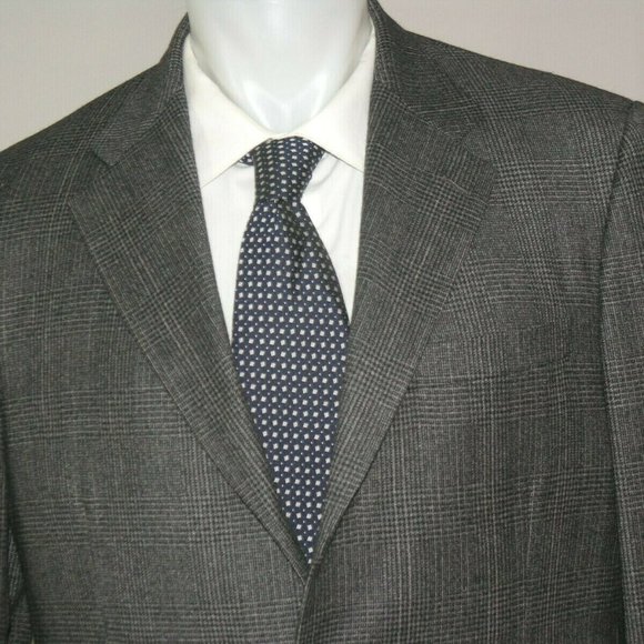 Brooks Brothers Golden Fleece Martin Greenfield Gray Plaid 3/2 Suit 41R
